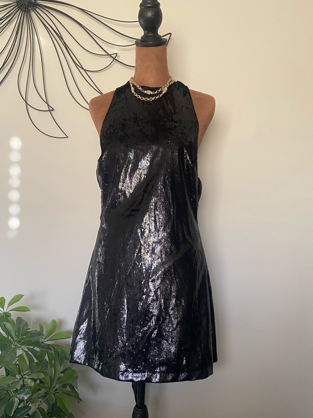 Black mini open back party dress Zara size medium